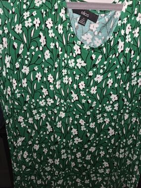 ellos Green and White Floral Dress